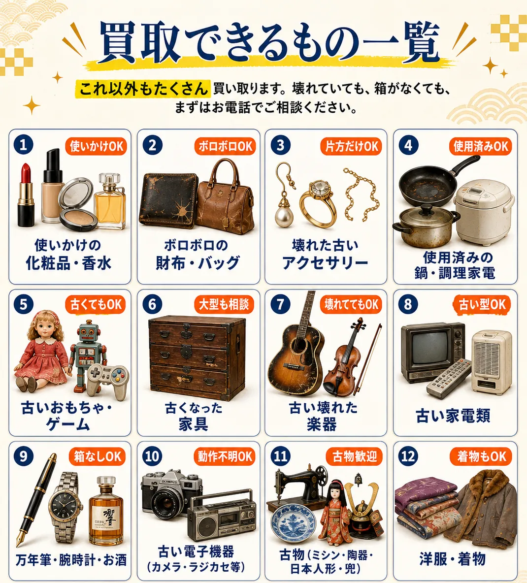 買取できるもの一覧